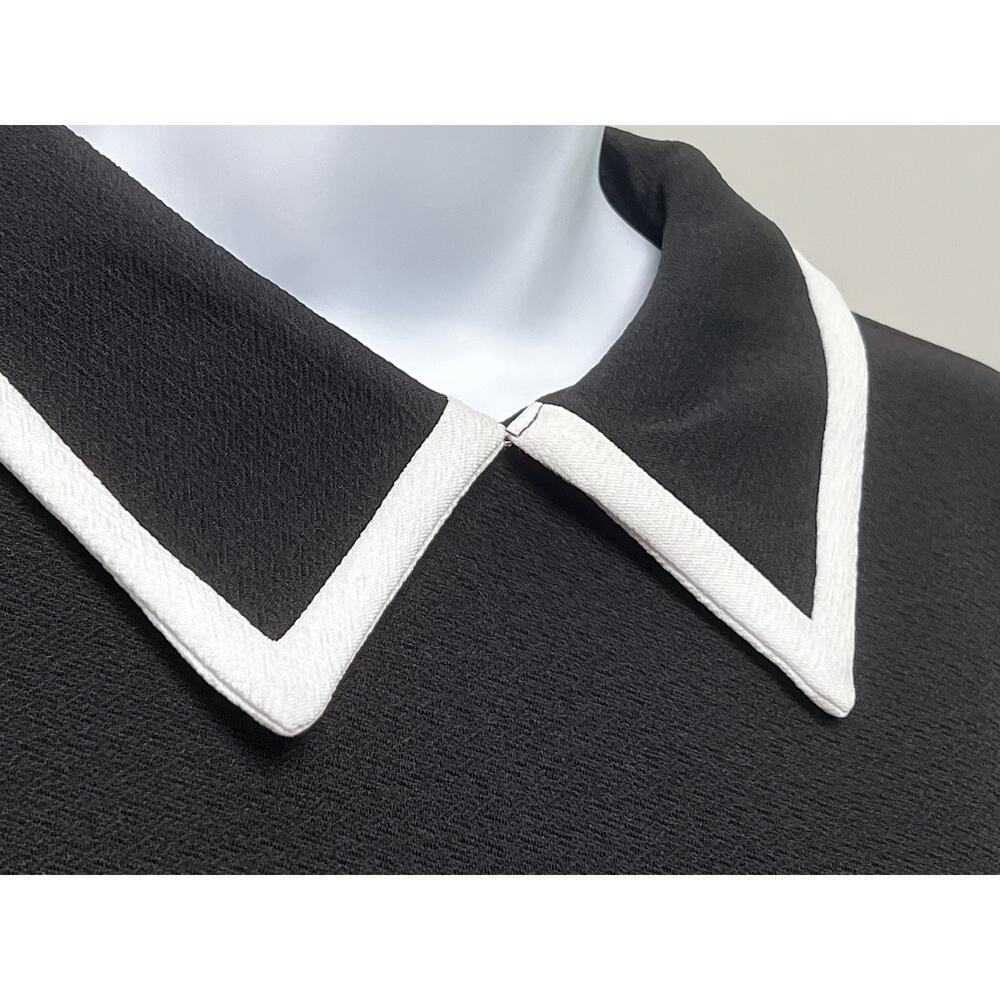 Zara Contrast Trim Long Sleeve Shift Dress/S - Picture 4 of 8
